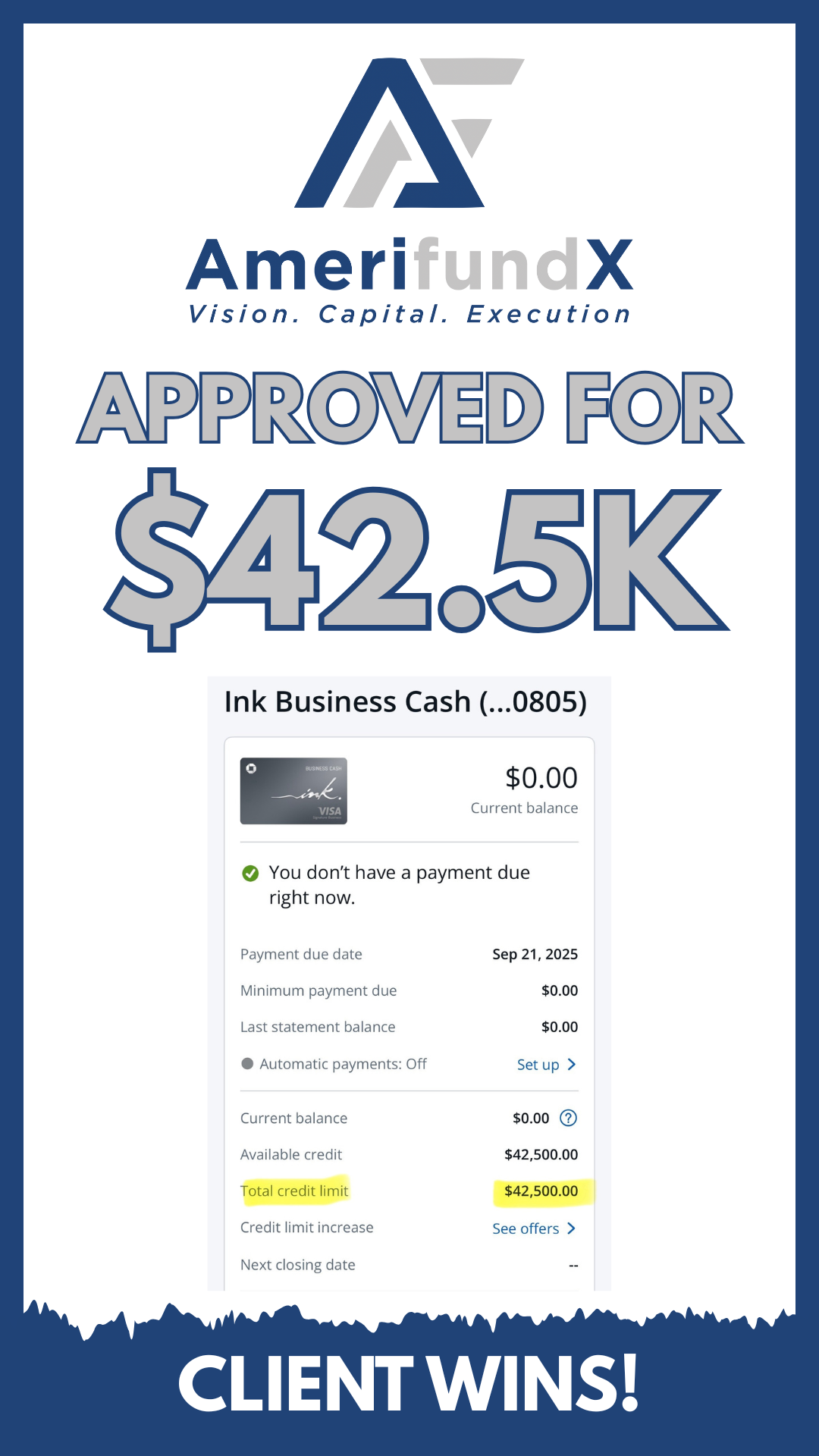 Client approved for $42,000